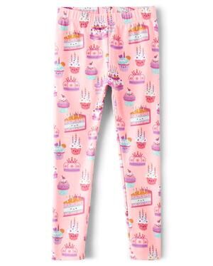 Gymboree Birthday Party Pink Leggings Sz.3T Like New Desserts Cake